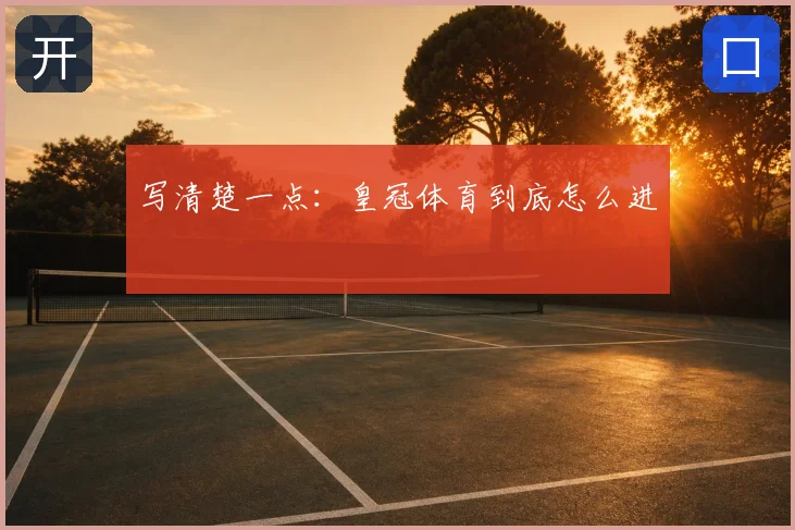 写清楚一点：皇冠体育到底怎么进